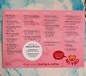 Menu March 2025 at Mi-Yao in Amersfoort