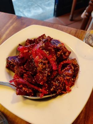 Red salad at Blooming Cactus in Lanzarote