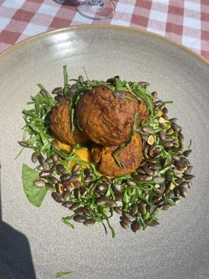 Bhajis, pricey but very tasty   at The Beehive in Keel