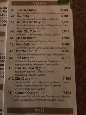 Vegan menu  at Xin Chao in Goerlitz