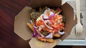 Greek fries at Odd Burger in Windsor