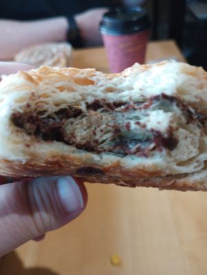 Inside chocolate croissant at Auspicious Baking Company in Savannah