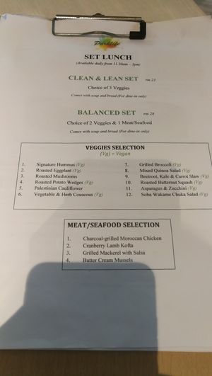 menu at Parklife in Kuala Lumpur