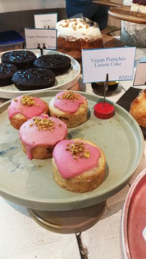 vegan pistachio lemon cake at Parklife in Kuala Lumpur