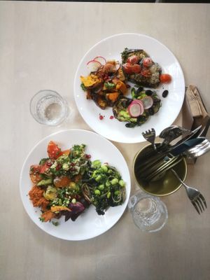 1. Roasted Potato Wedges & Sweet Potato with Garlic, Rosemary, Crush Mint, & Edamame Served with Romesco Sauce

2. Mixed Quinoa, Fennel, Avocado, Cucumber, Tomato, Sumac & Herbs

3 at Parklife in Kuala Lumpur