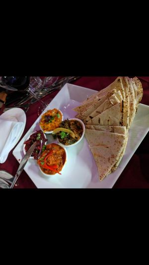 Dip platter with flat bread at Marrakech Restaurant in North Adelaide