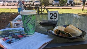 Breakfast burrito and medium mango smoothie at Ivanhoe Cafe in Kununurra