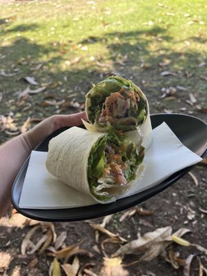 Chicken mango wrap veganised ie salad wrap  at Ivanhoe Cafe in Kununurra