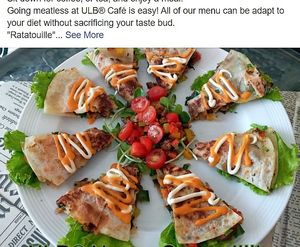 Smoked Vegan Duck Quesadilla  at ULB Café in Pattaya