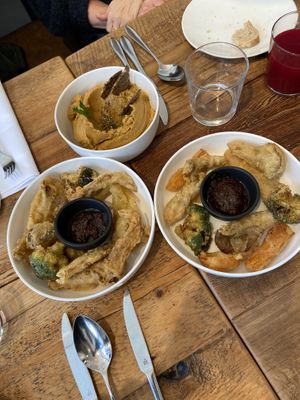 Vegetable tempura, hummus  at Tero in Brussels