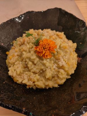 Risotto de carbassa at El Petit Vegà d'en Pep i la Laura in Tavertet