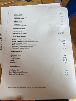 Menu at SmetanaQ Cafe & Bistro in Prague