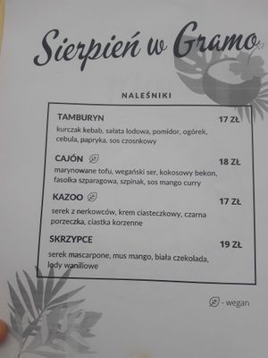 gramofon monthly specials August 2020 at Naleśnikarnia Gramofon in Bydgoszcz