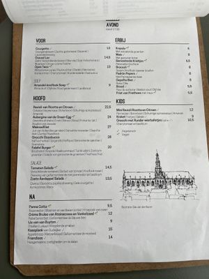 Menu  at DeDAKKAS in Haarlem