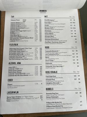 Menu  at DeDAKKAS in Haarlem