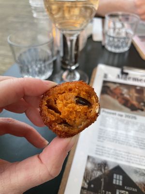 Aubergine bitterball   at DeDAKKAS in Haarlem