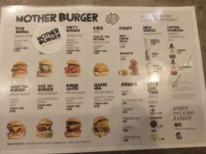 Menu at Mother Burger - Amoreiras in Lisbon
