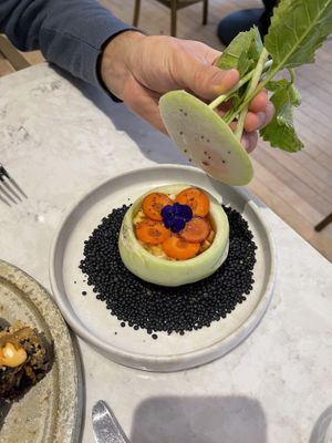 Kohlrabi tartare  at Holy Carrot in London