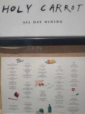 The menu at Holy Carrot in London