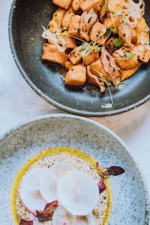 Tofu (top) and Risotto (bottom) at Holy Carrot in London