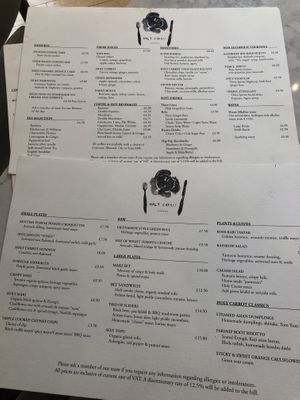 Menu  at Holy Carrot in London