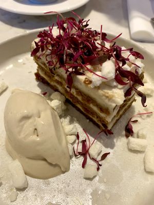 Miso sponge cake  at Holy Carrot in London