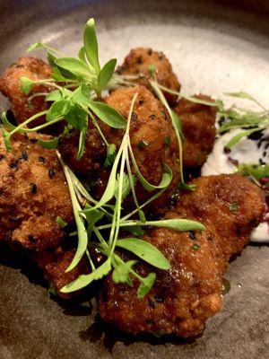 Orange cauliflower - delicious! But get with some other sides  at Holy Carrot in London