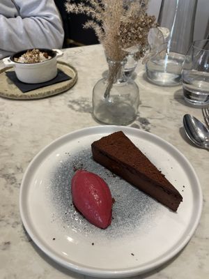 Chocolate cheesecake   at Holy Carrot in London
