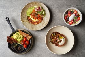 Holy Carrot Sunday Brunch Dishes at Holy Carrot in London