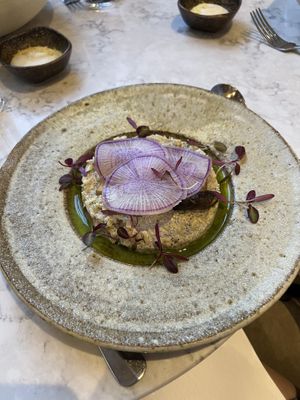 Paranip risotto  at Holy Carrot in London