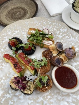 Vegan seafood platter  at Holy Carrot in London