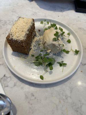 Miso caramel cake   at Holy Carrot in London