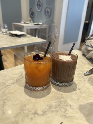 Holy carrot juice and chocolate bounty smoothie   at Holy Carrot in London
