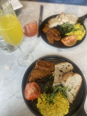 Scrambled tofu with mimosa  at Holy Carrot in London