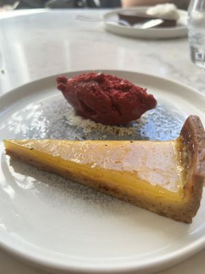 Lemon and raspberry tart   at Holy Carrot in London