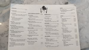 Drink menu at Holy Carrot in London
