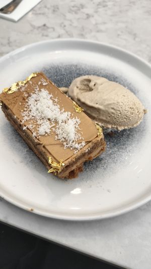 Miso cake and ice cream at Holy Carrot in London