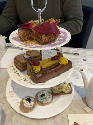 Two small items missing from the bottom plate (we had already devoured them)   at Holy Carrot in London