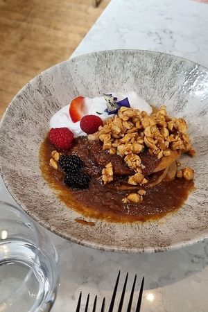 Apple & cinnamon buckwheat pancakes at Holy Carrot in London