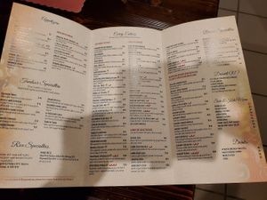 Menu at Le Indya in Naples