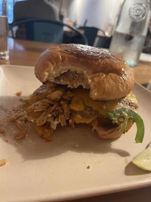 Impossible burger w/ grilled pineapple   at The SolFood Kitchen in Augusta
