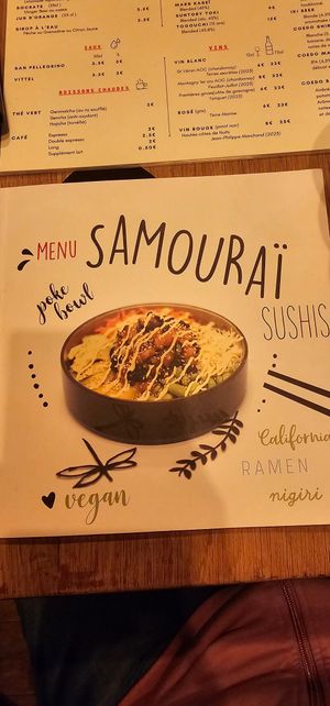 Menu front at Samourai Sushi in Dijon