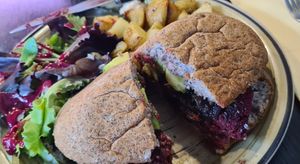 Vegan burger at Be Free in Olbia