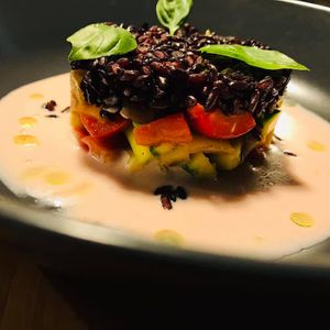 Caponata with Venere rice at Be Free in Olbia