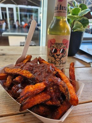 Sweet potato fries with tomato curry dip at Frittenküche in Dortmund