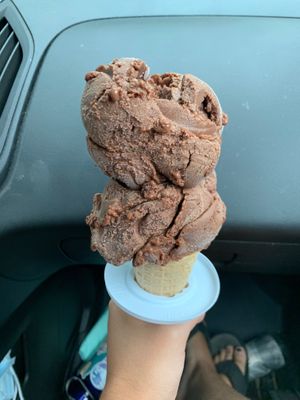 Nondairy chocolate in a sugar cone- all vegan! Yum! at Jordan's Ice Creamery in Belmont