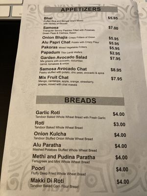 Takeout menu as of Jan. 2021 at Manhattan Valley in New York City