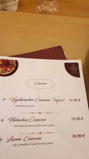 Speisekarte at Tagine in Giessen