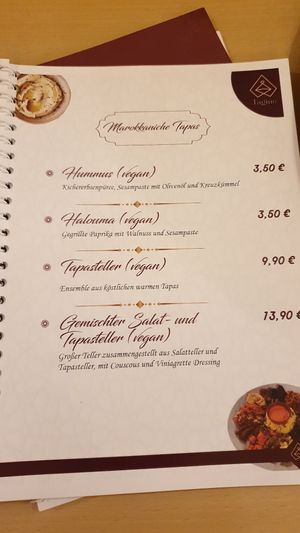 Speisekarte at Tagine in Giessen