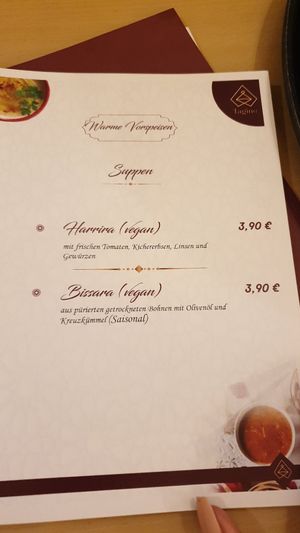 Speisekarte at Tagine in Giessen